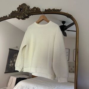 Zara Textured White Sweatshirt